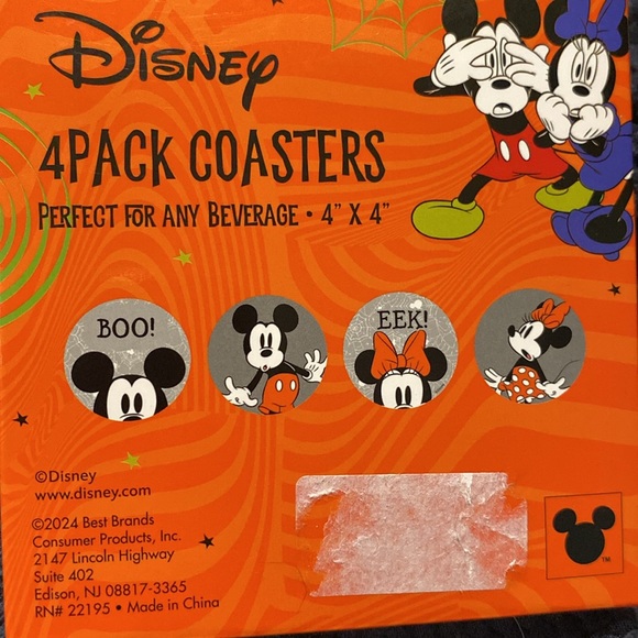 New! Disney Boo 👻 4 Pack Mickey & Minney Coasters Set - Picture 4 of 4